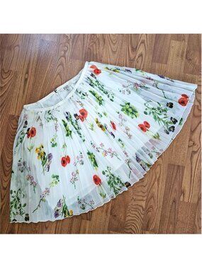 BB Dakota Pleated Floral Mini Skirt, 6, Wildflower Print